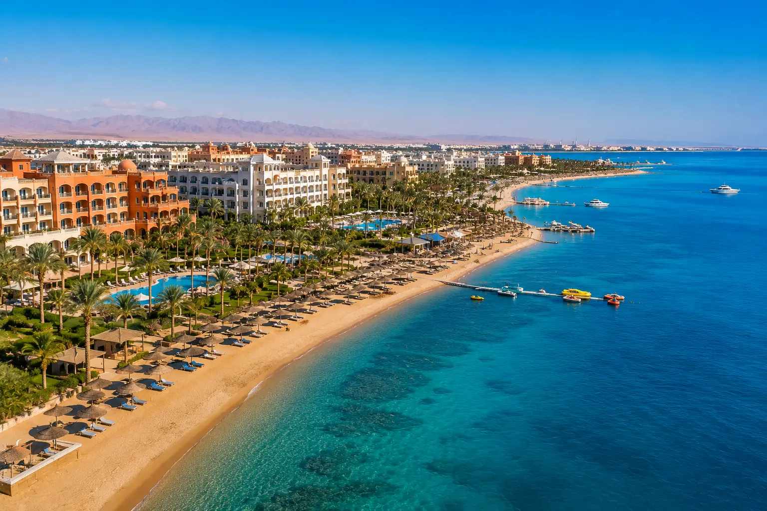 Hotelzone und Strandhotels in Hurghada am Roten Meer