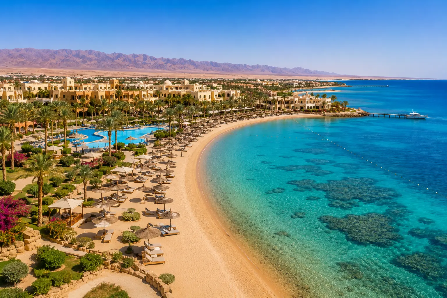 Makadi Bay Strandresorts und türkisfarbenes Meer